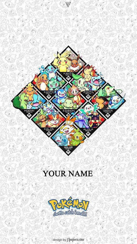 Starter Pokemon Wallpaper, All Starter Pokemon, Pikachu Wallpaper Iphone, Pokemon Badges, Starter Pokemon, Pokemon W, Pokemon Starters, Personalized Wallpaper, Pikachu Wallpaper