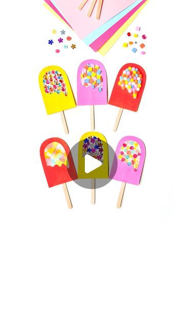 Vicki | Easy kids crafts & activities on Instagram: "Lolly craft - mixed media art ❤️ We love a collage craft and these were so much fun to make Ad|with @hope_earlyyears 🥰  Keeping it quick and easy I pre cut our shapes from cereal♻️boxes removing the middle to attach our sticky back paper (sellotape works great for this too!) 🥰  They dried quickly so we got straight to the fun!   Next we used various textures, shades and sizes to fill them in! 🧡  Pompoms, sparklyflowers, buttons, tissue paper, gems🥰 and mosaic foam❤️ are some of our favourite but you could use anything you have at home!  When they were finished we glued on lolly/popsickle💛 sticks   The girls really enjoyed this easy summer inspired activity idea!  It works perfectly for some sensory art play and is such a fun process Contact Paper Crafts For Toddlers, Kelidoscope Diy Kids Crafts, Stars And Stripes Crafts For Toddlers, Collage Craft, Art Stars, Sensory Art, Cereal Boxes, A Collage, Easy Crafts For Kids