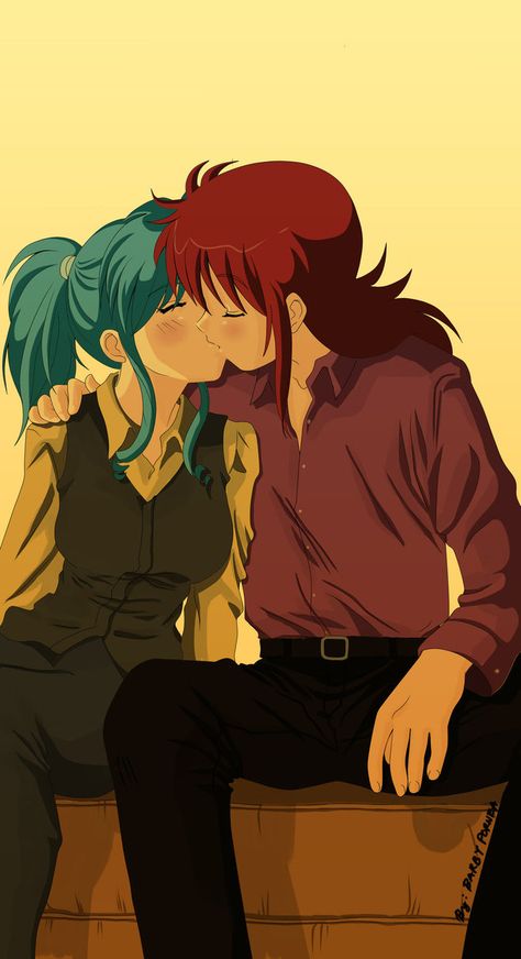 Kurama x Botan Kiss (Not sure if I like the pairing, but I do like the art) Kurama X Botan, Yu Yu Hakusho Anime, Shojo Anime, Yu Yu Hakusho, Anime Fandom, Nerd Life, Manga Artist, Tom Hiddleston Loki, Realistic Art