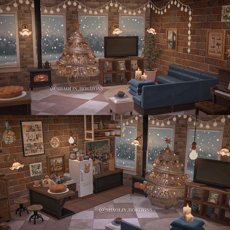 Acnh Rooms, Cottagecore Animal Crossing, Christmas Instagram, Happy Home Designer, Inspiration Board Design, Acnh Inspo, Christmas Interiors, Cozy Season, New Animal Crossing