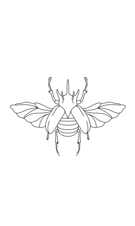 Line Work Bug Tattoo, Sunflower Tattoo Sketch Simple, Beetle Tattoo Design Simple, Beetle Bug Drawing, Bug Line Tattoo, Insect Line Drawing, Beetle Drawing Tattoo, Bug Tattoo Outline, Insect Tattoo Stencil