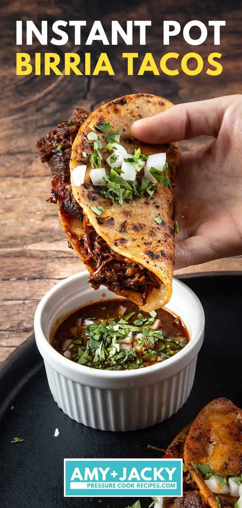 Birria Pressure Cooker Recipes, Beef Birria Recipe Mexican Instant Pot, Birria Recipe Mexican Pressure Cooker, Pressure Cooker Birria Tacos, Birria Recipe Mexican Instapot, Birria Instant Pot Recipes, Instapot Birria, Birria Instant Pot, Birria Tacos Recipe Instant Pot