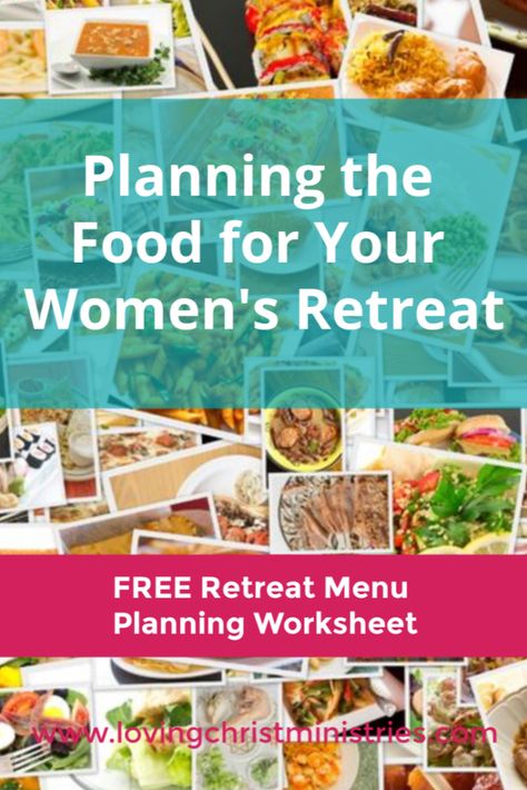 Planning food for a women's retreat or large group doesn't have to be overwhelming. Use this free checklist to organize and plan all things food related. #womensministry #ministryideas #retreatresources #womensretreats #christianwomen #mealplanning Retreat Dinner Ideas, Retreat Meal Ideas, Retreat Menu Ideas, Yoga Retreat Menu Ideas, Wellness Retreat Meals, Wellness Retreat Food, Retreat Food Ideas, Retreat Food, Women Retreat