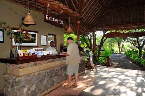 Severin Safari Camp -- Reception Area -- Luxury Safari Camp in Kenya Tsavo Lions, Nipa House, Lodge Reception, Lodges Design, Luxury Safari Lodge, Safari Camp, Safari Wedding, Game Lodge, Equestrian Estate