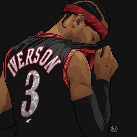 Allen+Iverson+x+BAPE+Illustration Allen Iverson The Answer, Basketball Drawings, Nba Artwork, Nba Basketball Art, Basketball Players Nba, Bola Basket, Nba Art, Basketball Photography, Nba Wallpapers