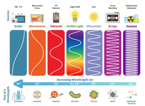 Em Spectrum, Vintage Phone Wallpaper, Visible Light Spectrum, Light Science, Basic Physics, Chemistry Classroom, Visible Spectrum, Radio Waves, Electromagnetic Spectrum