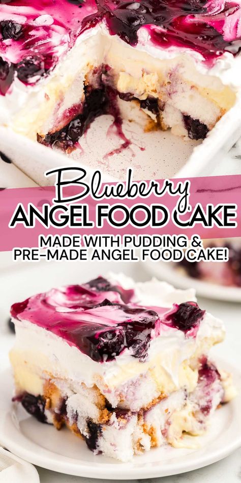 Bana Bread, Blueberry Angel Food Cake, Quick Summer Desserts, Cook Desserts, Berry Desserts, Ambrosia Recipe, Blueberry Desserts Recipes, Angel Food Cake Desserts, Earth Cake