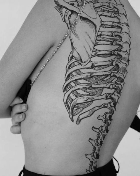 Skeleton Anatomy Tattoo, Arm Bone Tattoo Sleeve, Spine Tattoos Vertebrae, Spine Anatomy Tattoo, Orthopedic Tattoo, Skeleton Ribcage Tattoo, Spine Tattoo Skeleton, Bone Back Tattoo, Back Bone Tattoo