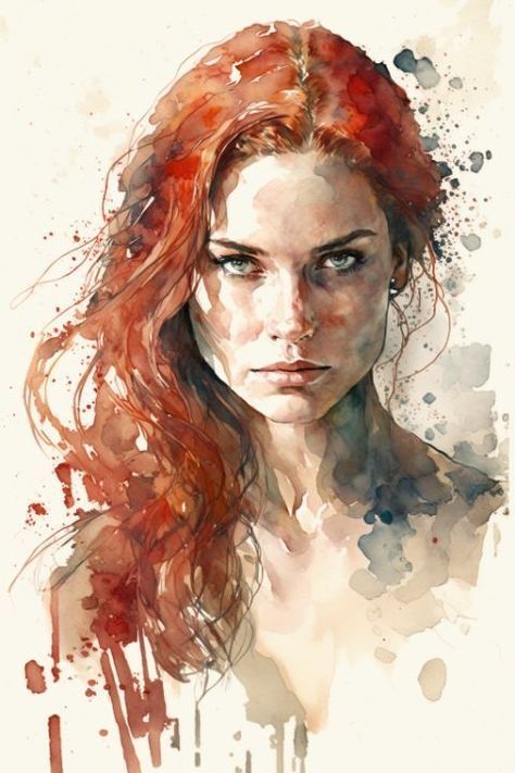 HelloI am OmerAesthetic Surgeon SpecialistI give you natural beauty tips; Watercolour Hair, Anger Art, Watercolor Art Face, Watercolor Portrait Painting, Red Hair Woman, Watercolor Red, Female Art Painting, Clip Art Vintage, Natural Beauty Tips