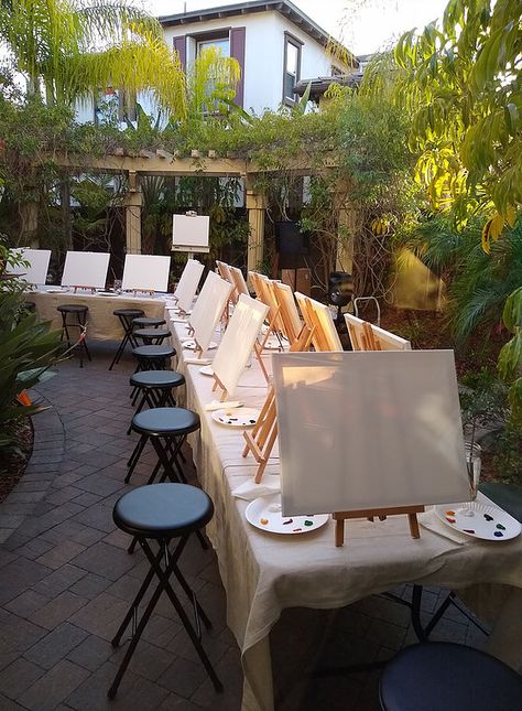 Outdoor Paint And Sip Party Ideas, Paint And Puff Party, Sip And Paint Outfit Ideas Summer, Paint Brunch Party, Art Events Ideas, Paint And Sip Business Ideas, Brunch And Paint Party, Paint And Sip Bachelorette Party, Paint Night Set Up