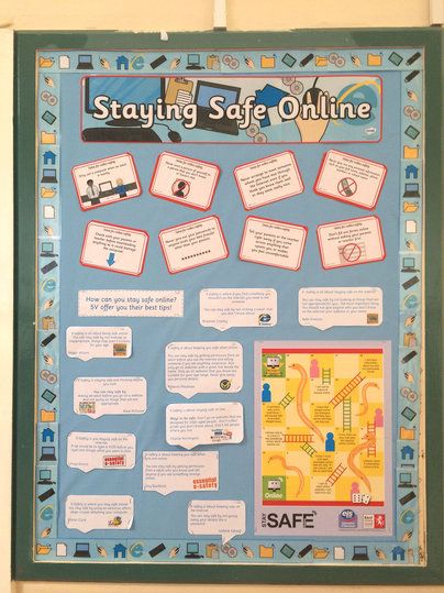 Staying safe online display inspiration Ict Display, Nursery Displays, Sen Resources, Computing Display, Technology Inspiration, School Reception, School Display, Computer Lessons, Teaching Resources Primary