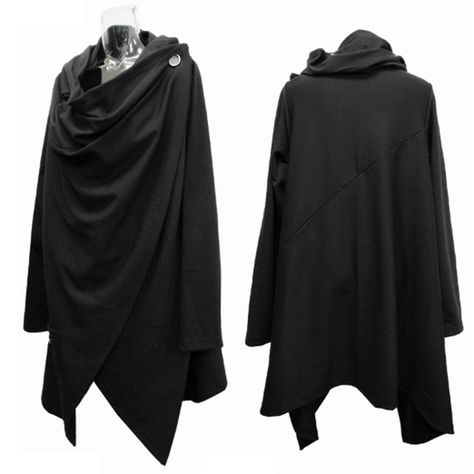 Buy Men's Casual Long Sleeve Casual Hooded Cloak Cape Poncho Sweatshirts Coat Jacket at Wish - Shopping Made Fun Concept Clothing, Hooded Cloak, Fantasy Clothing, Fantasy Fashion, Character Outfits, Coat Fashion, Cloak, Costume Design, Long Sleeve Casual