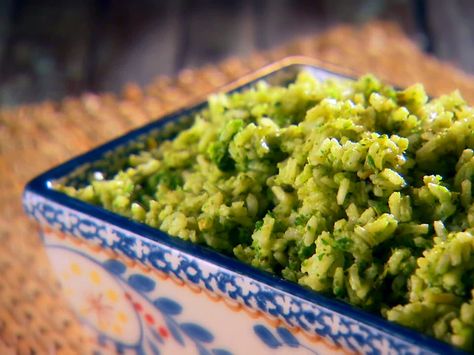 Poblano Rice Poblano Rice Recipe, Poblano Rice, Green Chile Rice, Chile Poblano, Stuffed Poblano Peppers, Rice Recipe, Mexican Dishes, Rice Dishes, Food Network