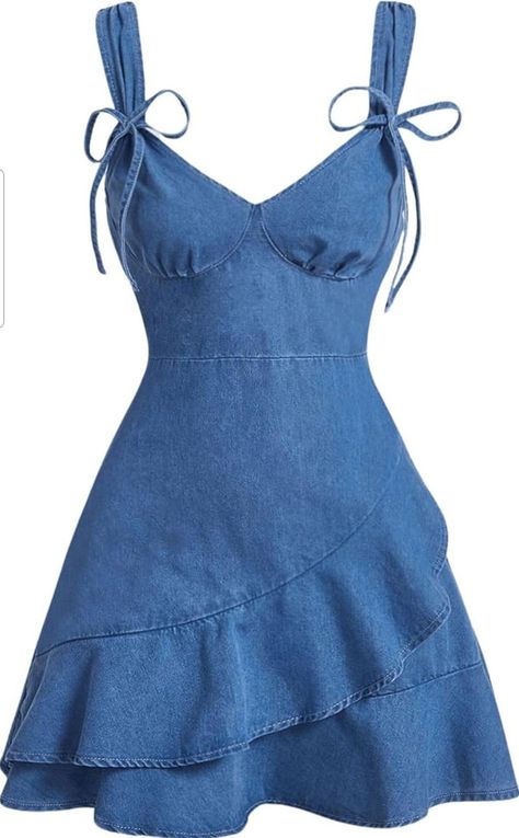 Jeans Gown, Mini Denim Dress, Jean Dresses, Short Jean, Womens Denim Dress, Cute Dress Outfits, Knot Dress, Cami Dress, Chic Dress