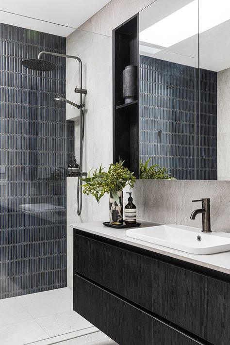 PORT MELBOURNE — Dezign Muse Masculine Bathroom, Exterior Materials, Front Facade, Timber Walls, Boutique Interior Design, Bathroom Design Inspiration, Boutique Interior, Bathroom Renos, Shower Remodel