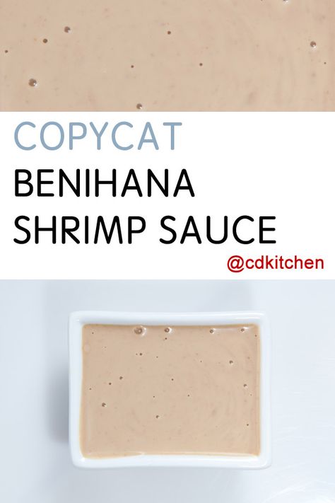 Copycat Benihana Shrimp Sauce - While it's called shrimp sauce this tasty Japanese staple can be used as a dipping sauce with any fried food (not just shrimp) or drizzled over fried rice to add extra flavor. Made with mayonnaise, water, ketchup, sugar, salt, garlic juice, ground ginger, hot sauce, dry mustard, paprika, white pepper | CDKitchen.com Benihana Shrimp, Japanese Shrimp Sauce, Shrimp Sauce Recipe, Shrimp Sauce Recipes, Garlic Juice, Shrimp Sauce, Yum Yum Sauce, Salad Dressing Recipes Homemade, Asian Sauce