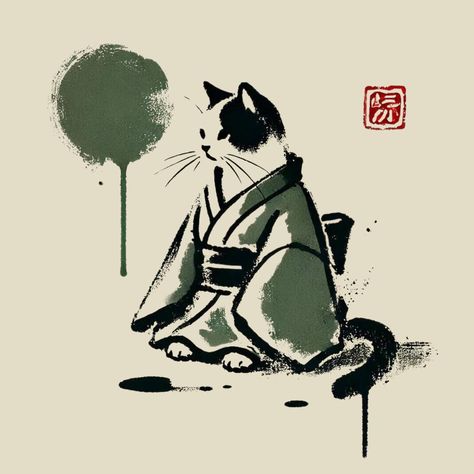 https://kimonocatsoncups.etsy.com/listing/1775764986/kimono-cat-printable-wall-art-ukiyo-e Chinese Cat Drawing, Ukiyo E Art, Kimono Drawing, Japanese Cat Art, Cat Anatomy, Cat Printable, Cat Sketch, Japanese Cat, Alternative Art