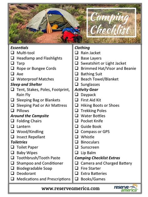 Prepare for your Memorial Day weekend camping trip with this printable packing checklist. Camping Food Packing, Camping Supply List, Camping Checklist Family, Group Camping, Weekend Camping, Weekend Camping Trip, Waterproof Matches, Camping List, Memorial Weekend