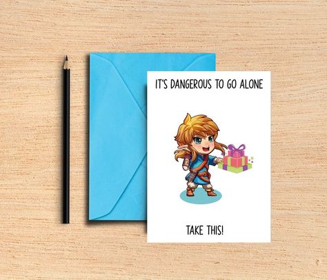 #LegendofZeldaCard #LegendofZeldaBirthday #TLOZBirthdayCard #BreathofTheWildBirthday #PunnyBirthdayCard #CuteBirthdayCard #FunnyBirthdayCard Video Game Birthday Card, Zelda Christmas, Enjoy Your Special Day, Zelda Birthday, Video Games Birthday, How To Make An Envelope, 1st Birthday Cards, 1 Birthday, Cute Card