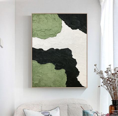 3d minimalist textured wall art green wabi sabi wall art black white abstract oil painting black white 3d textured painting for living room ▷ About installing the picture frame service. In order for more customers to buy works that can be hung up after receiving them, we have cooperated with three local frame shops to provide high-quality frame services. Unstretched: it does not contain wood frame and decorative picture frame, and the canvas is rolled up for transportation. After receiving the p Green And Black Abstract Art, Green And Black Living Room, Mood Bored, Wabi Sabi Wall, Wall Art Green, Wabi Sabi Wall Art, Est Living, Black White Abstract, Picture Frame Decor