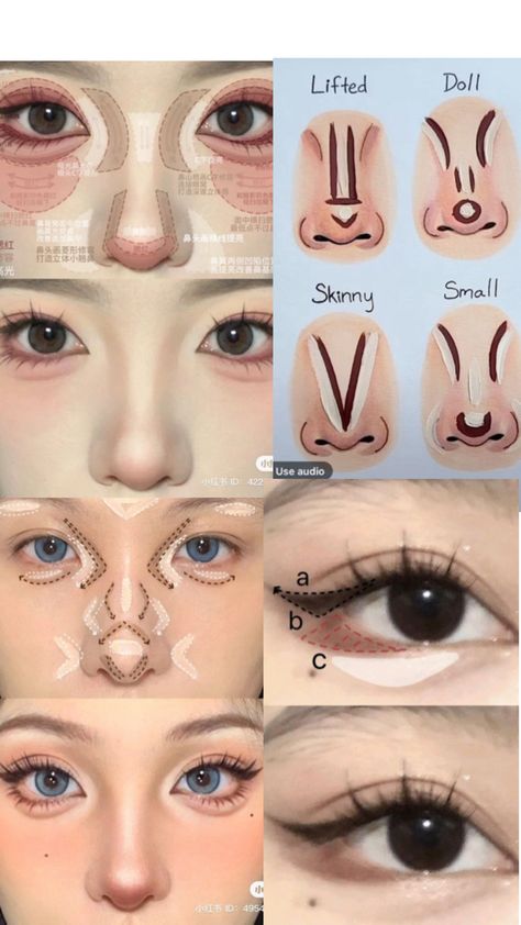 Halloween Lip Makeup, Asian Makeup Tutorials, Nose Makeup, Douyin Makeup, Simple Makeup Tips, Doll Eye Makeup, Makeup Face Charts, Eye Makeup Techniques, Beauty Makeup Tutorial