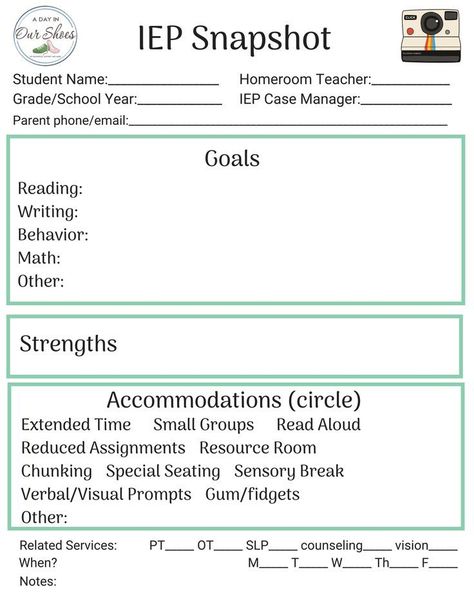 A snapshot or one-sheet IEP is a great way to introduce your child to new teachers at the start of a new school year. Get your free printable. Iep At A Glance, Sped Resources, Iep Organization, Planning School, Parent Teacher Meeting, Iep Meetings, Advice For Parents, Small Group Reading, Inclusive Education