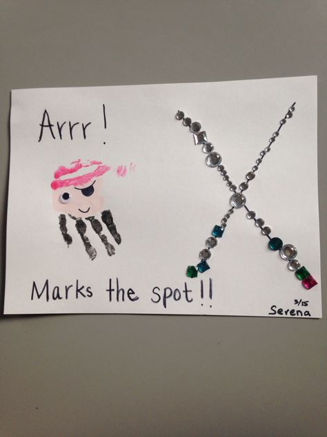 Preschool Pirate X marks the spot craft X Marks The Spot Craft, Pirate Day Preschool Activities, Pirate Preschool Art, X Marks The Spot Preschool, Pirate Crafts Preschool, Preschool Pirates, Letter X Crafts, Pirate Preschool, Pirate Week