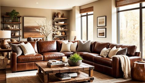 Elevate your living space with these 20 stunning living room decor leather couch ideas. Transform your home into a stylish and comfortable haven for family and guests. Living Room Decor Leather Couch, Leather Couch Ideas, Leather Couch Decorating, Leather Couch Living Room, Brown Leather Sofa Living Room, Leather Couch Living Room Decor, Leather Couches Living Room, Couch Ideas, Leather Sofa Living Room