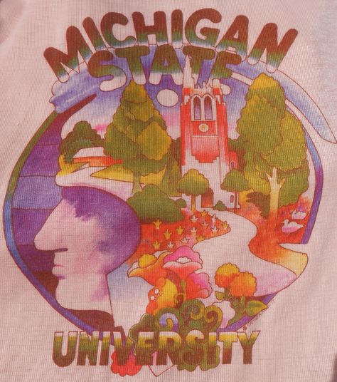 Michigan State University Sell Ideas, Vintage Michigan, Shirt Graphics, Michigan State University, Retro Ads, School Reading, Shark Teeth, Michigan State, Retro Vibe