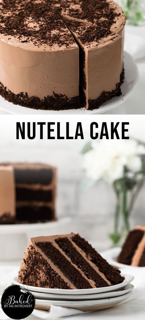 Nutella Oreo Cake, Chocolate Nutella Cake Recipe, Decadent Cakes Birthdays, Nutella Layer Cake, Chocolate Cake With Nutella Frosting, Easy Nutella Cake, Birthday Cake Flavours Ideas, Nutella Cake Recipes, Nutella Cakes