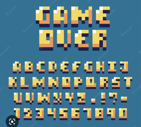 Pixel Art Typography, Pixel Art Font, Pixel Numbers, Pixel Game, Cool Pixel Art, Gaming Tattoo, Pixel Design, Pixel Games, Pixel Art Design