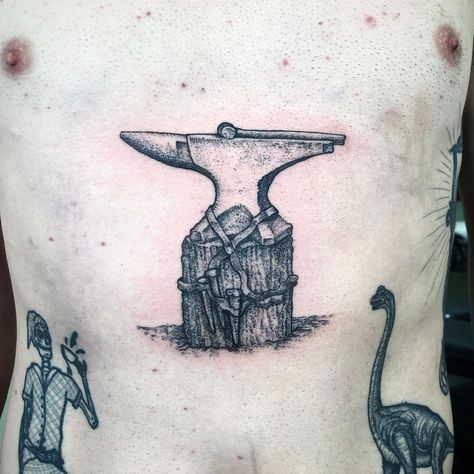 Lily Collard on Instagram: “Thanks for making the trip Ojai, really enjoyed making this one * * * #anviltattoo #blackworkerssubmission #darktattoos #onlyblacktattoos…” Blacksmith Tattoo Ideas, Blacksmith Tattoo, Anvil Tattoos, Brisbane Tattoo, Hammer Tattoo, Etching Tattoo, Most Popular Tattoos, Dot Work Tattoo, Tattoo Parlors