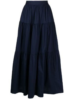 Designer Full Skirts - FARFETCH Navy Blue Maxi Skirt, Skirt Png, Long Blue Skirts, Blouse Outfit Casual, Long Silk Skirt, Strap Skirt, Blue Maxi Skirt, Cotton Maxi Skirts, Maxi Outfits