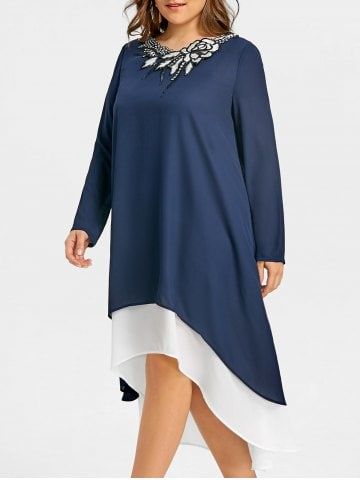 High Low Fashion, Trapeze Dress, Trendy Plus Size Clothing, Cheap Dresses, Moda Fashion, Clothing Ideas, Deep Blue, Plus Size Dresses, High Low Dress