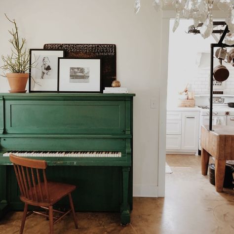 Piano Street, Green Piano, Piano Styling, Piano Makeover, Piano Room Decor, The Next Right Thing, Next Right Thing, Painted Piano, Painted Pianos