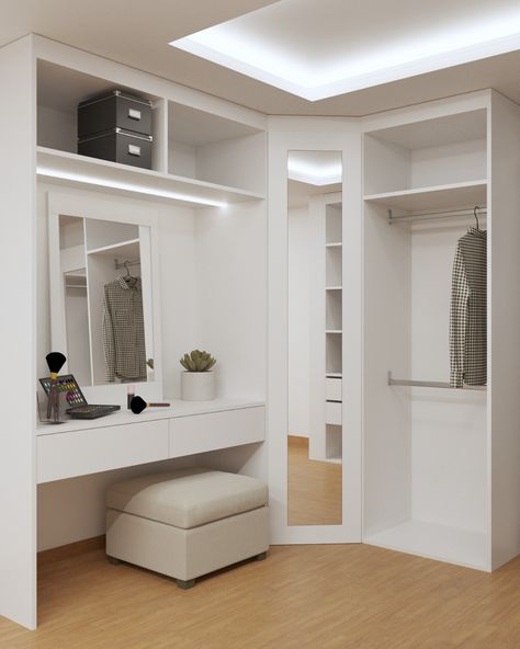 Medium Walk In Closet Ideas, Closet Design Layout, Closet Layout, Wardrobe Room, Small Closets, Bedroom Closet Design, Dekorasi Kamar Tidur, Closet Makeover, Fashion White