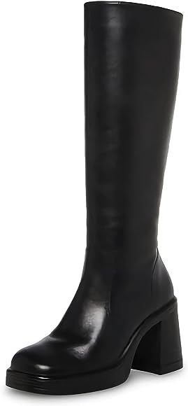 Amazon.com | SOVANYOU Black Leather Boots Platform Knee High Boots for Women Chunky Block Heeled Boots Square Toe Go-Go Boot High Heel Tall Boots Side Zip | Ankle & Bootie Crocodile Boots, Kitten Heel Boots, Platform Heels Boots, Boots Square Toe, Boots Platform, Gogo Boots, Stiletto Boots, Black Heel Boots, Block Heel Boots