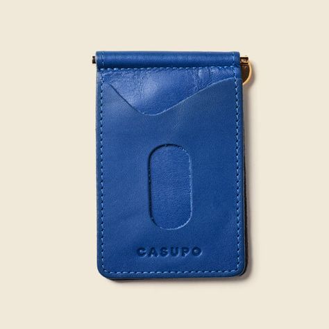 Wallet With Money, Cash Organizer, Leather Money Clip, Blue Leather Wallet, Leather Money Clip Wallet, Leather Business Card Holder, Leather Money Clips, Sustainable Leather, Envelope Wallet