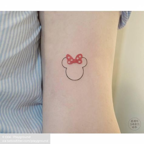 Minnie Mouse Minnie Mouse Tattoo Ideas, Disney Characters Cartoon, Minnie Mouse Tattoo, Minnie Tattoo, Playground Tattoo, Small Animal Tattoos, Mickey Tattoo, Mouse Tattoo, Animal Tattoos For Women