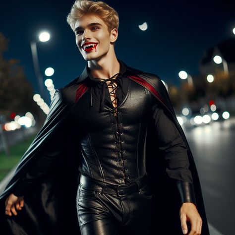 Guy Vampire Costume, Male Vampire Costume, Vampire Men, Mens Vampire Costume, Vampire Pictures, Tight Leather Pants, Hot Vampires, Vampire Art, Leather Pants