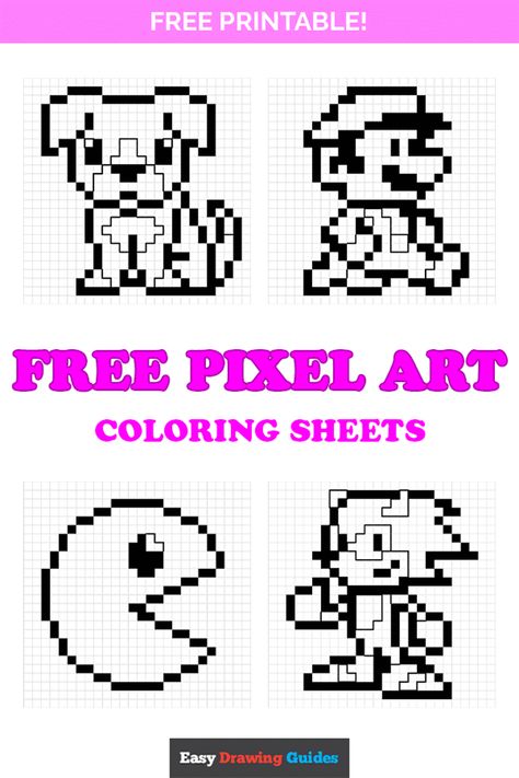 Free printable pixel art coloring pages - Pinterest Image Pixel Art Coloring Pages Free Printable, Pixel Coloring Pages Free Printable, Color Pixel Art Free Printable, Pixel Art For Kids, Pixel Art Colour By Number, Pixel Color By Number, Unicorn Pixel Art Grid, Pixel Art Coloring, Art Coloring Pages