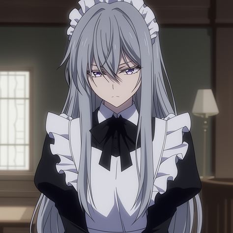 Anime Gray Hair, Maid Anime Pfp, Maid Pfp, Waifu Pfp, Black And White Manga Pfp, Haiyore Nyaruko San, Anime Maid, Anime Shadow, Manga Cute