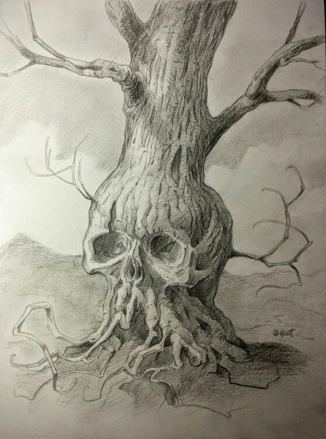 Skull Tree Drawing, Creepy Tree Drawing, Tree Tat, Tattoo Homme, Tree Monster, Sculpting Ideas, Tree People, Pop Art Drawing, Spooky Trees