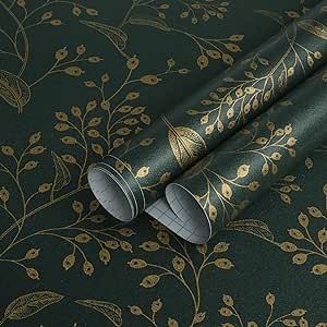 Dark Green And Gold Wallpaper, Green And Gold Wallpaper, Boho Peel And Stick Wallpaper, Peel And Stick Wallpaper Floral, Gold Wallpapers, Expensive Wallpaper, Wallpapers Beautiful, Paper Leaf, Wallpaper Boho