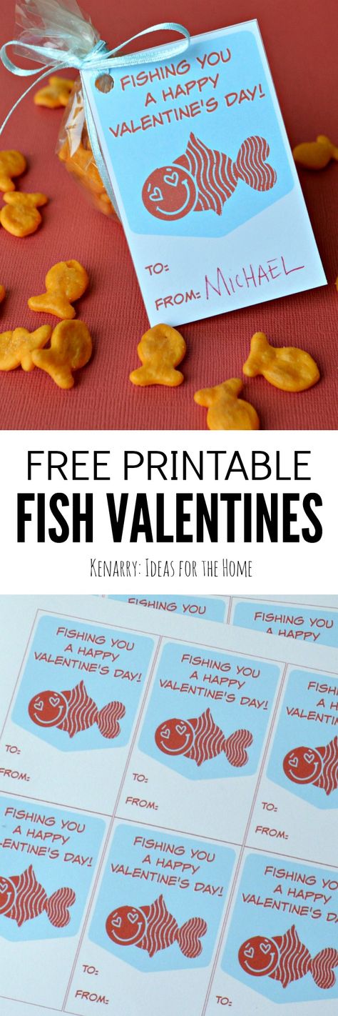 These free printable fish valentines are so cute! Your child can use these cards on their own or attach to a bag of fish crackers for a Valentine's Day treat idea. Fish Valentines, Diy Girl Gifts, Fish Printables, Gratis Printables, Baby Cards Handmade, Free Printable Cards, Birthday Card Craft, Moms Crafts, Diy Gifts For Kids