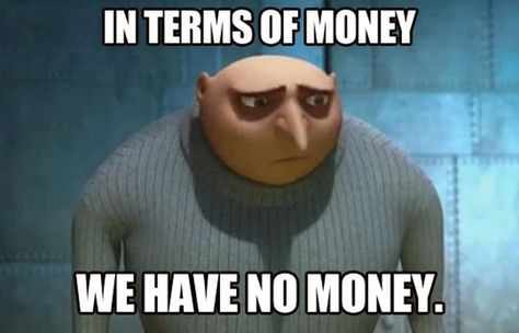 In terms of money we have no money | Best of funny memes No Money Meme, Money Meme, Miss Piggy, No Money, Have A Laugh, Despicable Me, The Villain, Bones Funny, Movie Quotes