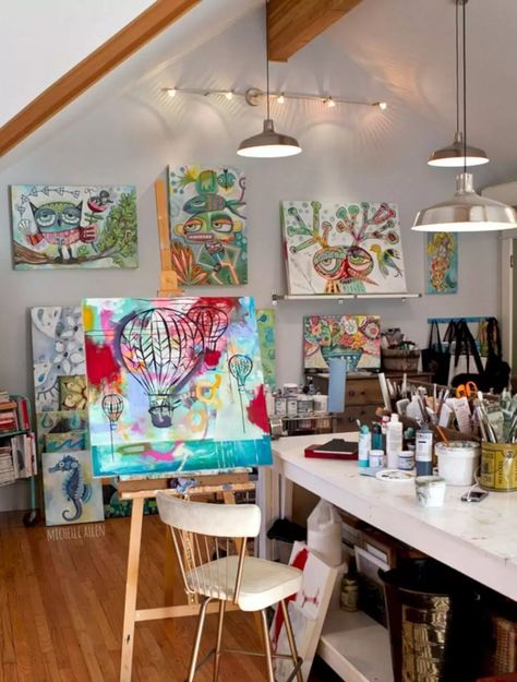 Home Art Studios, Art Studio Decor, Small Art Studio, Art Studio Space, Art Studio Organization, Art Studio Room, Art Studio Design, Art Studio At Home, Studio Organization