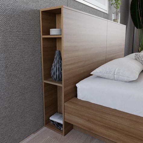 Buy Nexera Marconi Queen Headboard, Brown Oak at Walmart.com California King Bed Frame, Oak Headboard, Headboard With Shelves, Modern Headboard, Queen Size Headboard, Bookcase Headboard, Natural Blonde, Queen Headboard, Headboard Storage