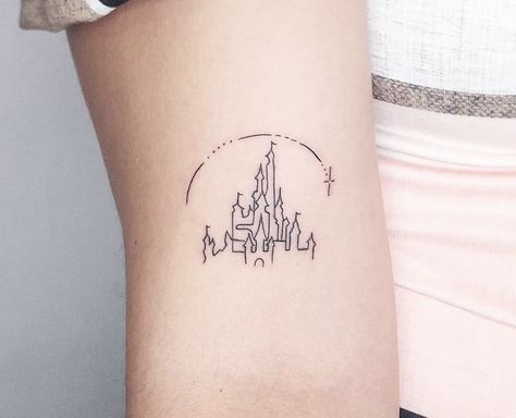 Disney Matching Tattoos, Rapunzel Tattoo, Tiny Disney Tattoo, Disney Tattoo Ideas, Matching Disney Tattoos, Magical Tattoos, Disney Castle Tattoo, Cute Disney Tattoos, Disney Inspired Tattoos