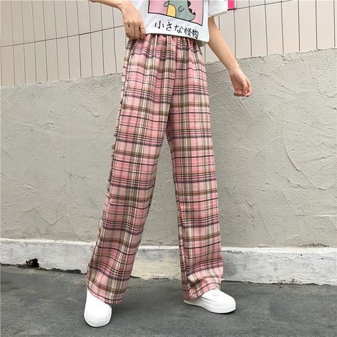 8c01a75941549a705cf7275e41b21f0ddesc52001476ri Pink Plaid Pants, Plaid Wide Leg Pants, Plaid Pants Outfit, High Waisted Pants Outfit, Personalized Kitchen, Free Socks, Japanese Outfits, Kitchen Area, Plaid Pants